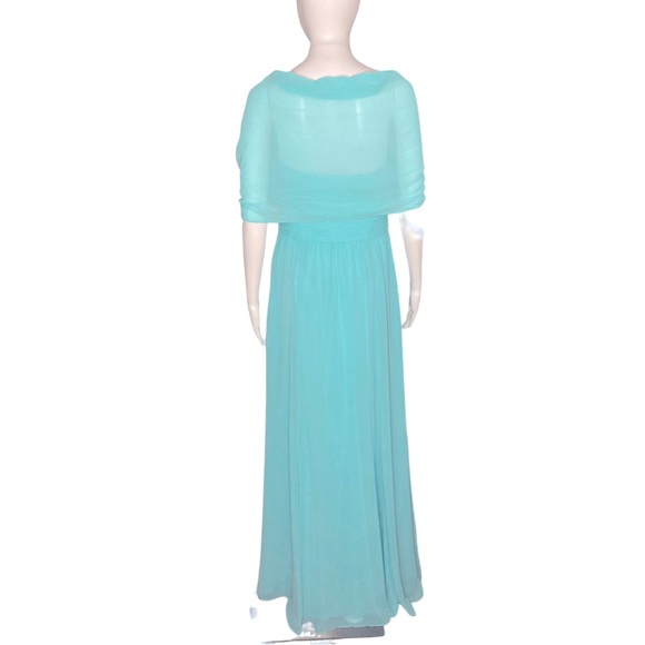 NWT Lauren Ralph Lauren Evening Turquoise Strapless Chiffon A-Line Gown - Sz 8 - Picture 9 of 14